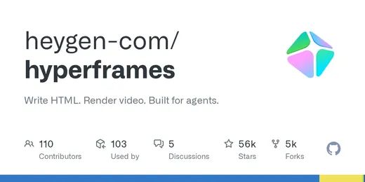 HeyGen 开源 HyperFrames：把 HTML/CSS/JS 渲染成逐帧确定的 MP4